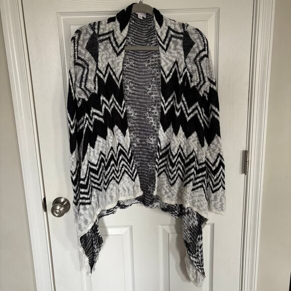 Wrangler Chevron Print Open Front Cardigan Black White Small - Picture 1 of 11